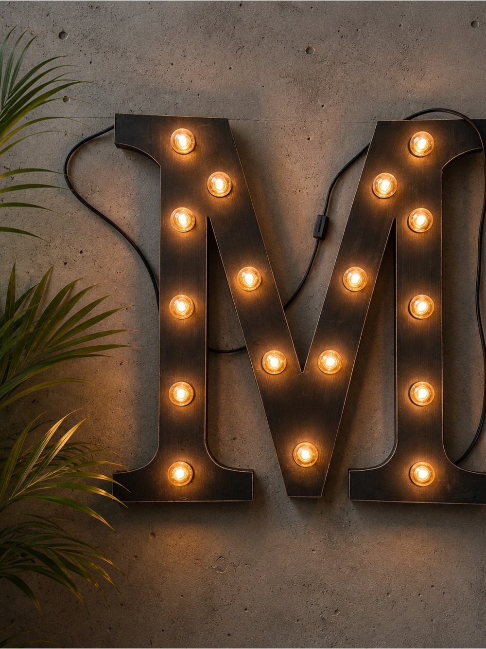 Black Decorative Marquee Letter M